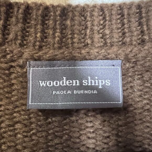 Wooden Ships Sweater Size Small Oversized Whiskey Wool Blend Brown Crew neck - Picture 5 of 9